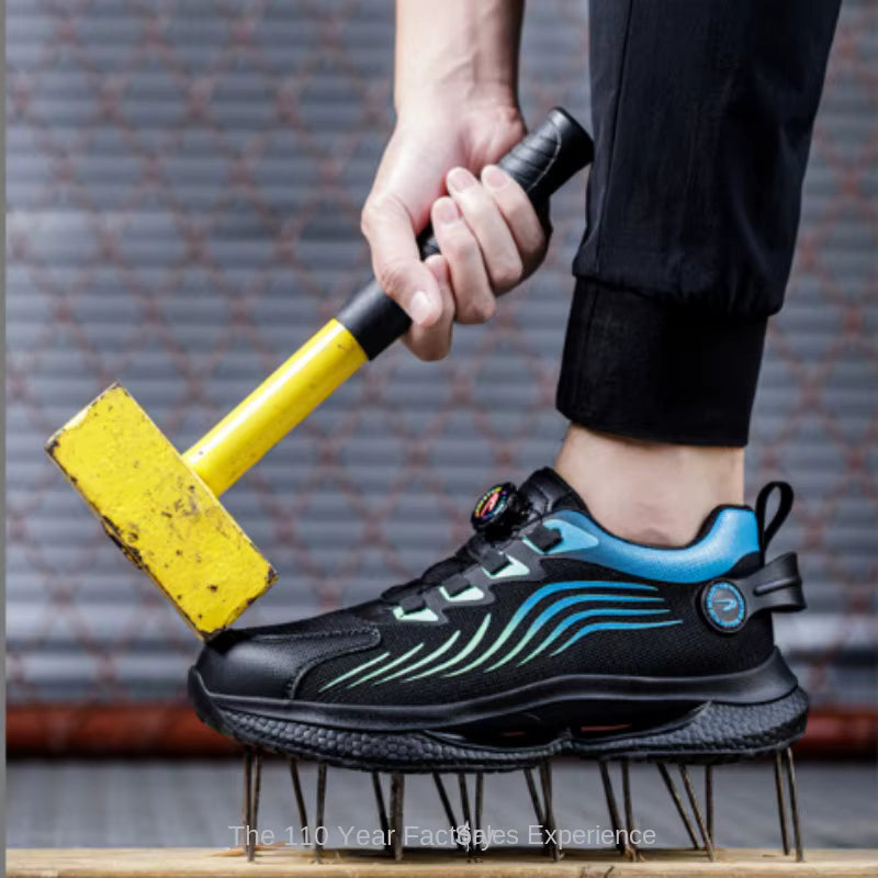 Men's Steel Toe Safety Shoes – Rotating Button, Anti-Smash & Anti-Puncture