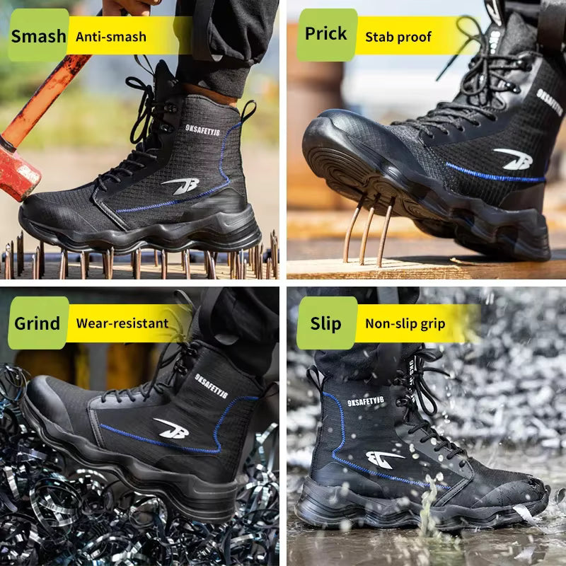 Safety Shoes Men Boots High Top Work Sneakers