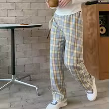 Shearling Lined Plaid Pants Women Winter